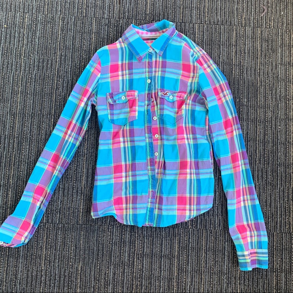 💗Blue & Pink Light Patterned Button-Up  💗